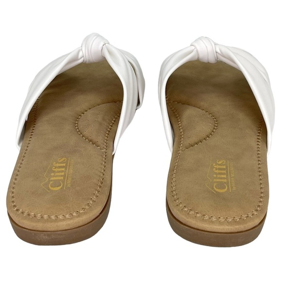 Cliffs White Mountain Favorite White Faux Leather Womens Slide Sandals Size 10M - Picture 7 of 12